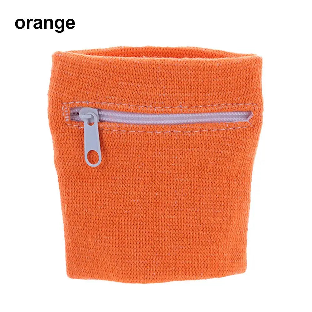 Unisex Colorful Cotton Wrist Band Wrist Protection Purse Bag With Zipper Pocket Sports Wristband For Gym Sports Running Cycling
