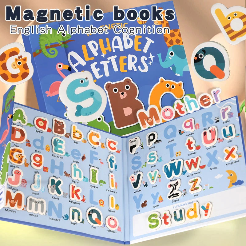 Montessori Quiet Book – Magnetic Letter Spelling & Puzzle Game for Kids