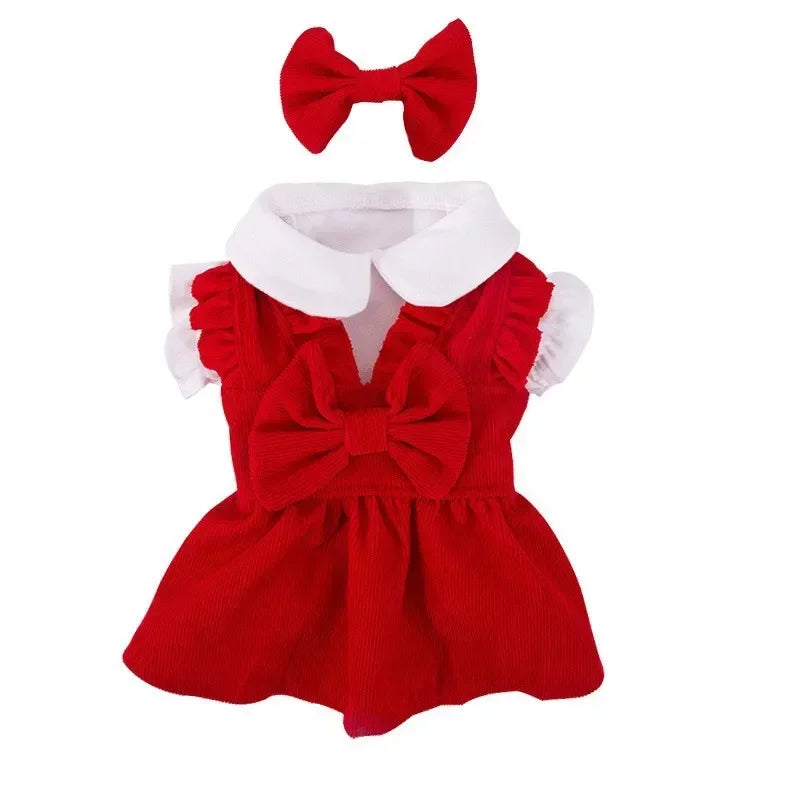 Winter Dog Princess Dress Set – Bow & Clip Included