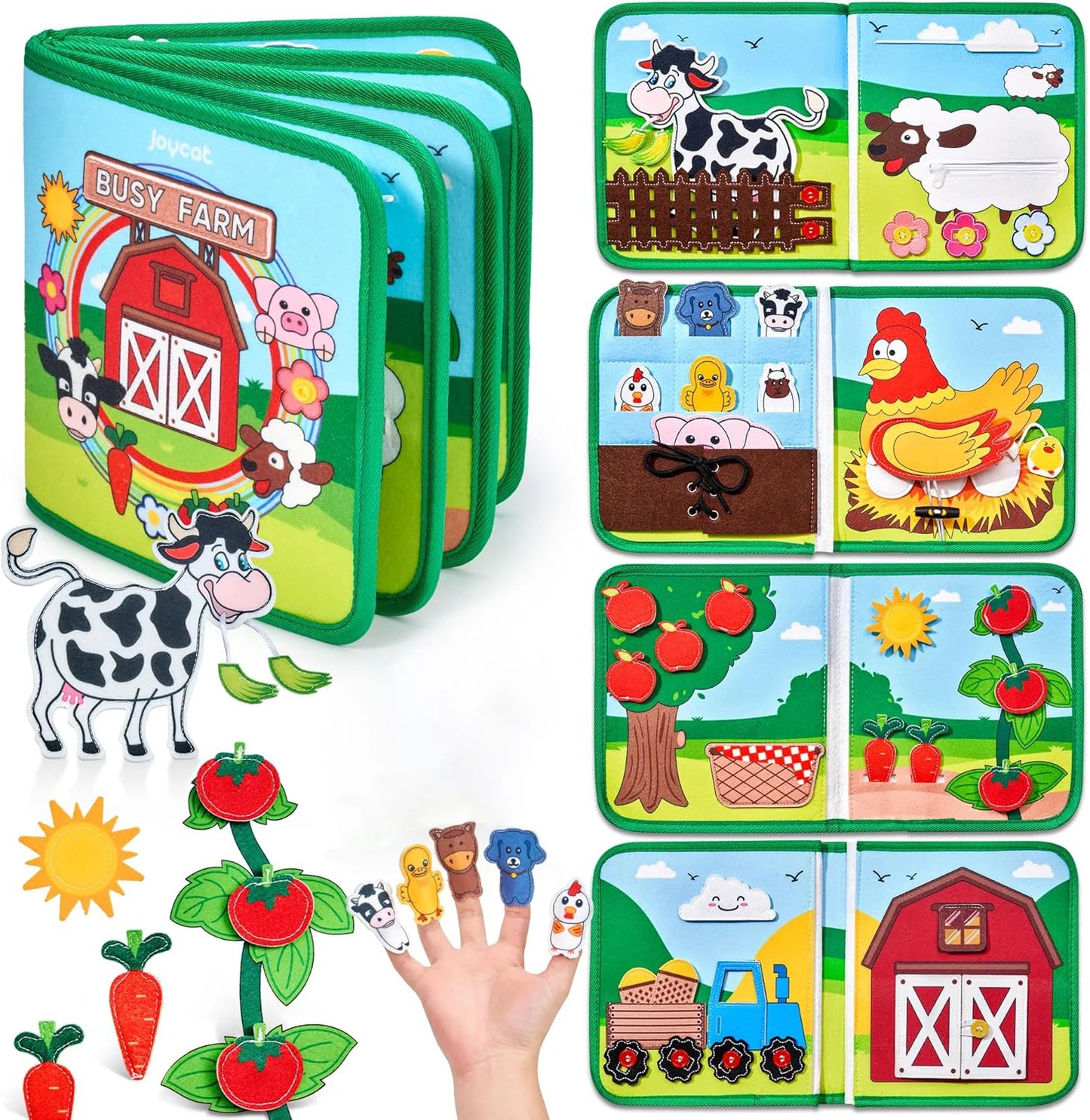Montessori Busy Book – 3D Felt Activity Book for Toddlers & Preschoolers