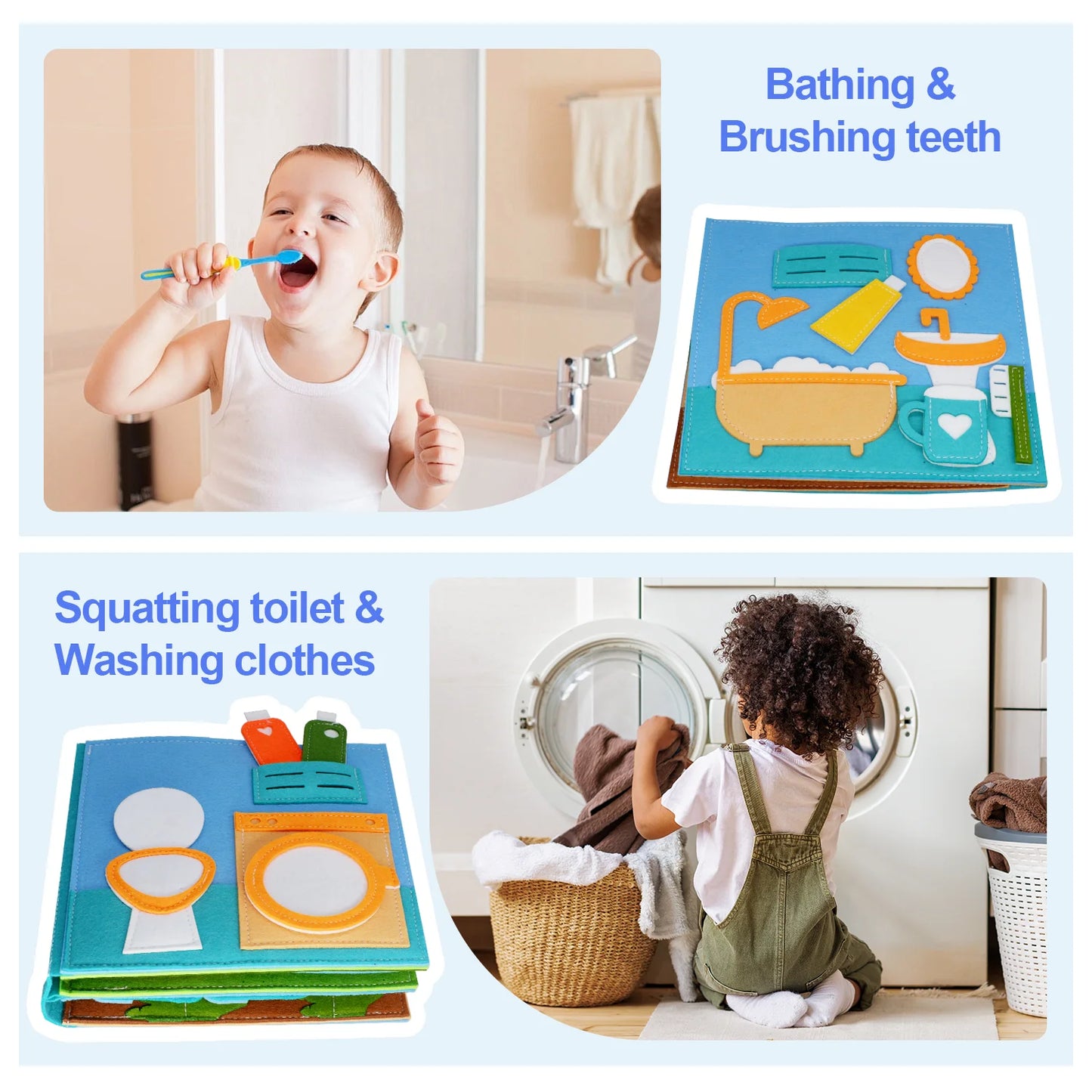 Montessori Busy Book – 3D Felt Activity Book for Toddlers & Preschoolers