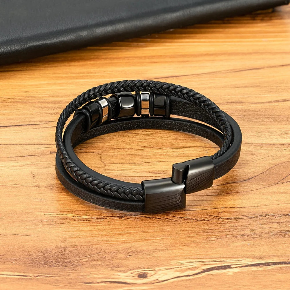 To My Son – Lion Head Leather Bracelet with Gift Box