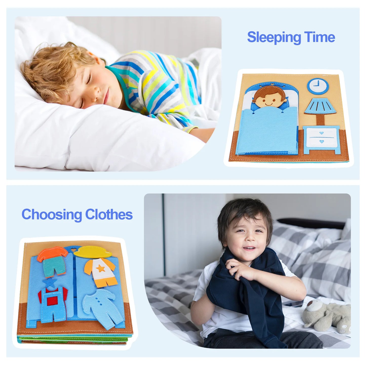 Montessori Busy Book – 3D Felt Activity Book for Toddlers & Preschoolers