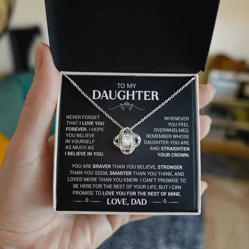 To My Daughter – Lucky Clover Necklace from Dad with Gift Box