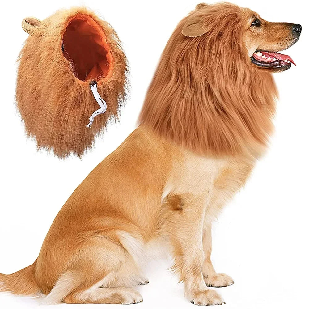 Lion Mane Dog Costume – Realistic Wig with Ears