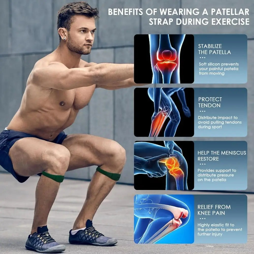 Silicone Patella Tendon Knee Straps Knee Support Knee Care Patella Knee Strap Fixed Protection Flexible Knee Sports Support Band