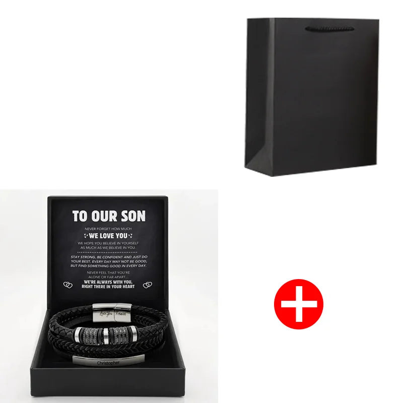 To My Son – Forever Linked Woven Leather Bracelet