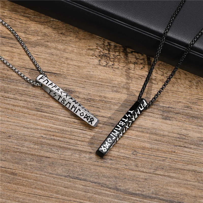 Viking Runes Valknut Necklace – Norse Mobius Pendant for Men & Boys