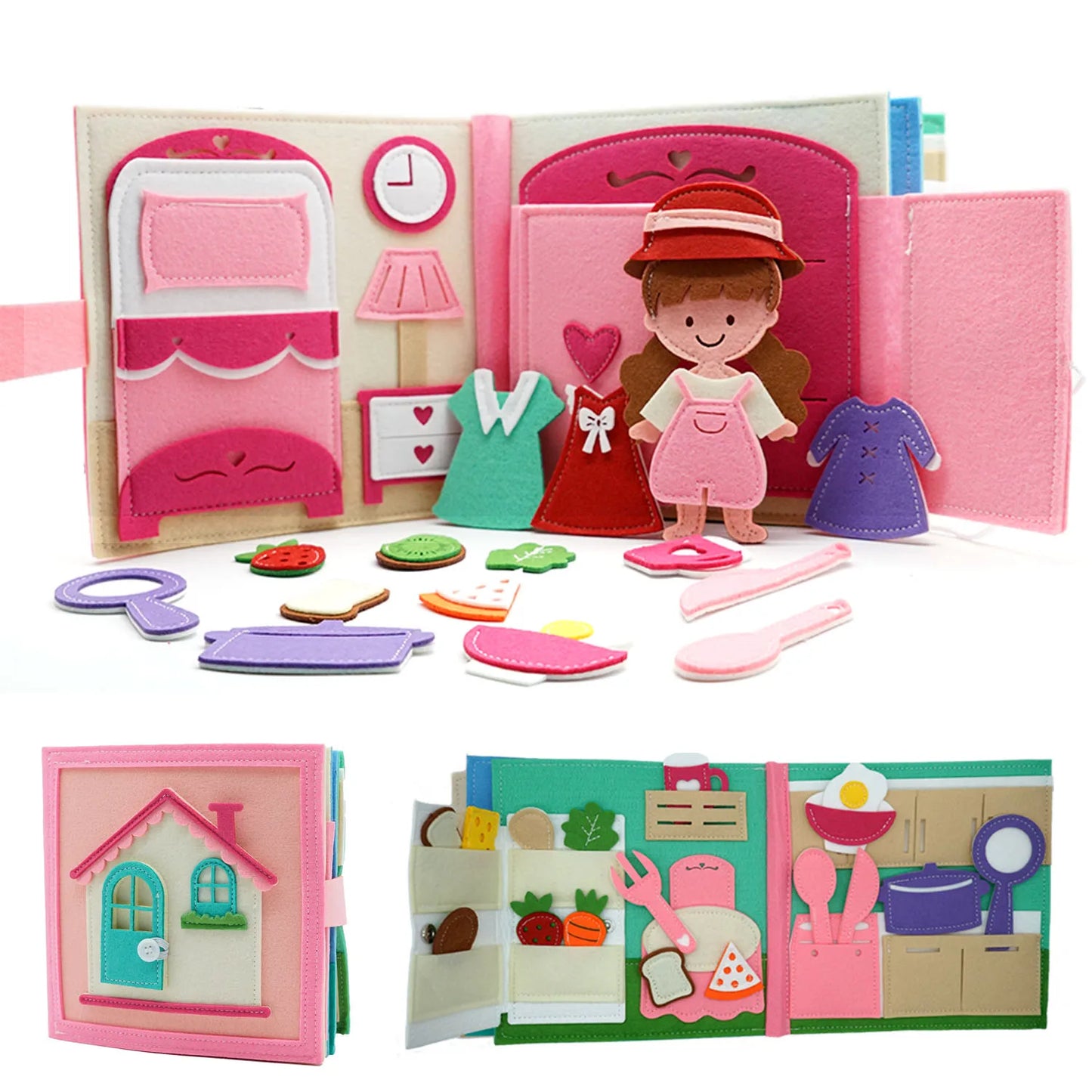 Montessori Quiet Book – Handmade Felt Busy Board for Travel & Learning
