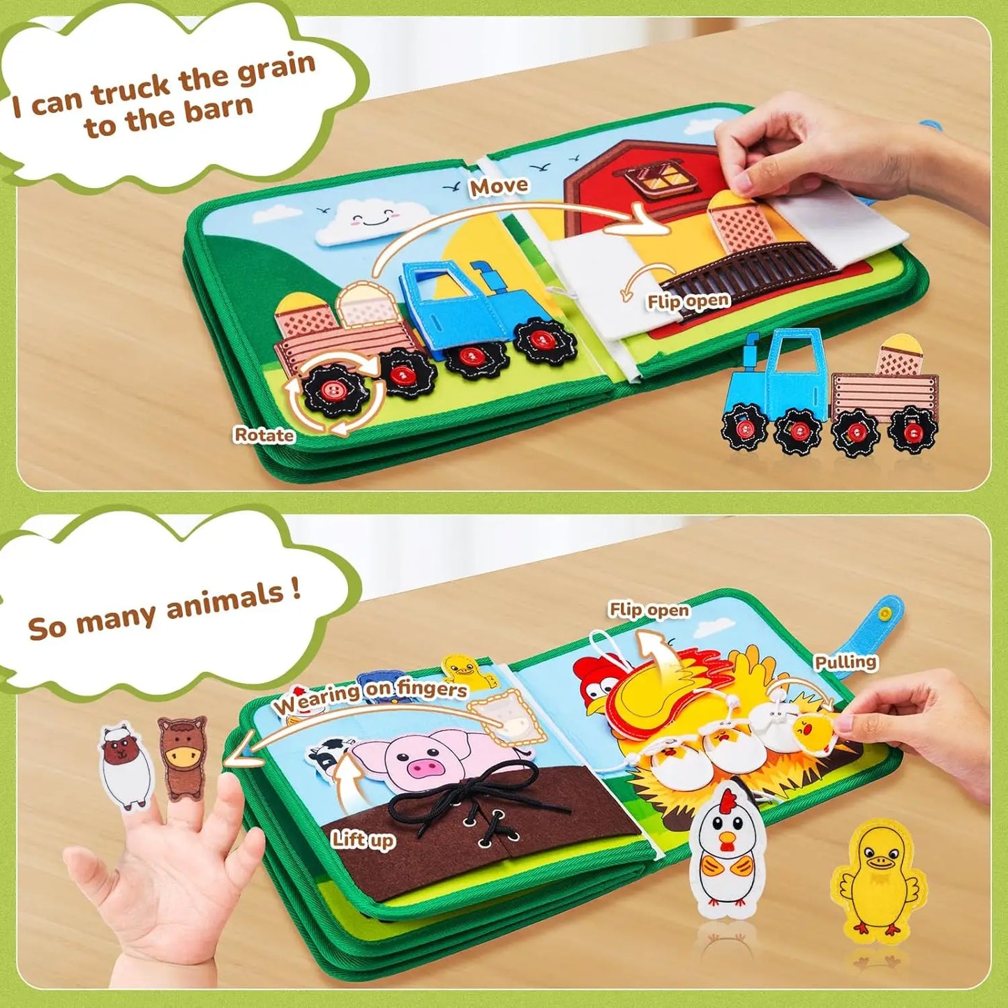 Montessori Busy Book – 3D Felt Activity Book for Toddlers & Preschoolers