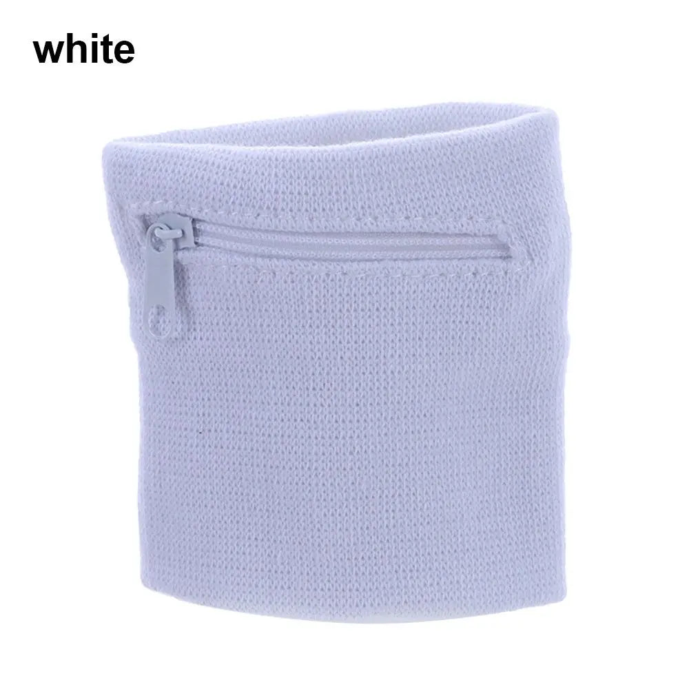 Unisex Colorful Cotton Wrist Band Wrist Protection Purse Bag With Zipper Pocket Sports Wristband For Gym Sports Running Cycling