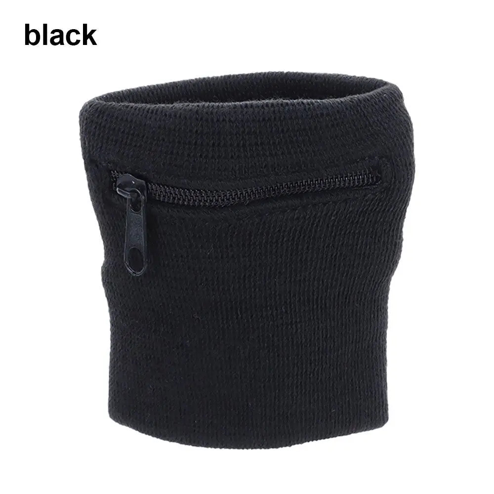 Unisex Colorful Cotton Wrist Band Wrist Protection Purse Bag With Zipper Pocket Sports Wristband For Gym Sports Running Cycling