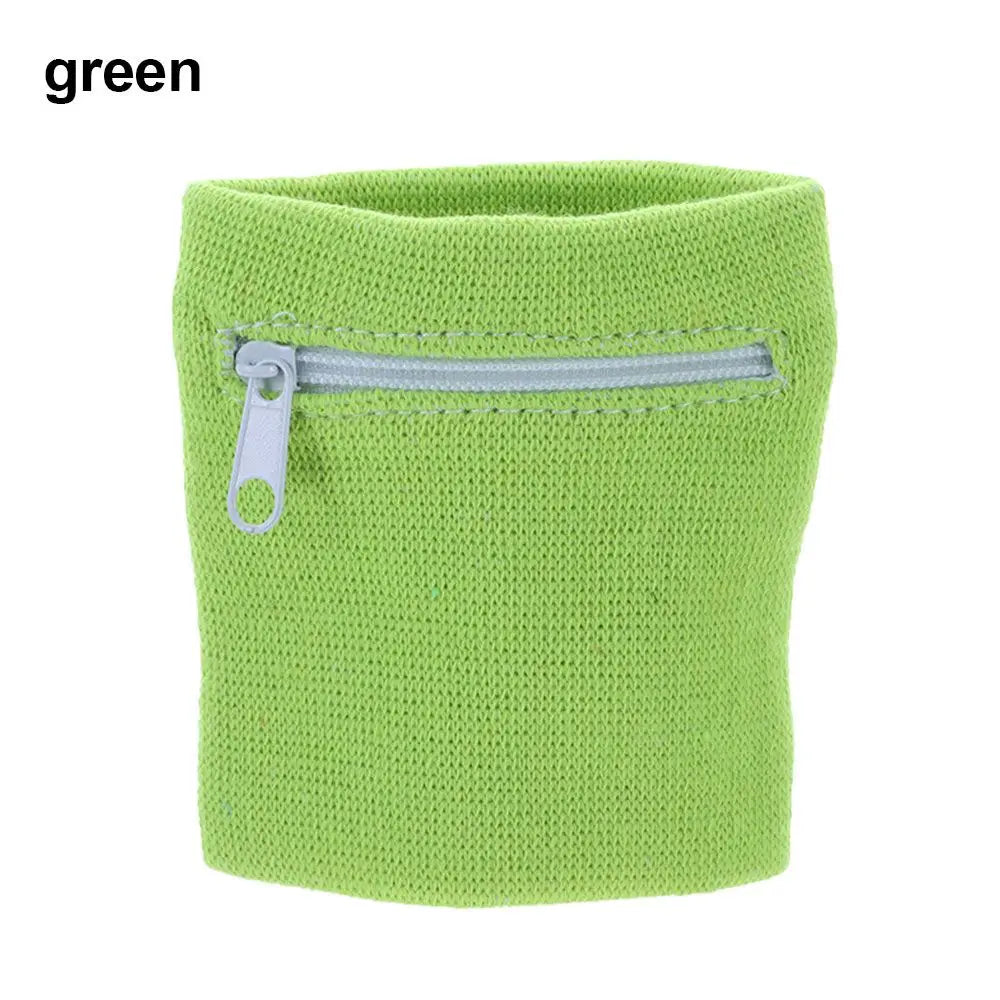 Unisex Colorful Cotton Wrist Band Wrist Protection Purse Bag With Zipper Pocket Sports Wristband For Gym Sports Running Cycling