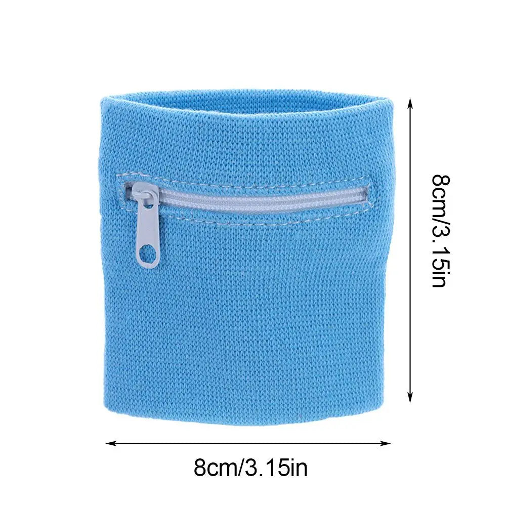 Unisex Colorful Cotton Wrist Band Wrist Protection Purse Bag With Zipper Pocket Sports Wristband For Gym Sports Running Cycling