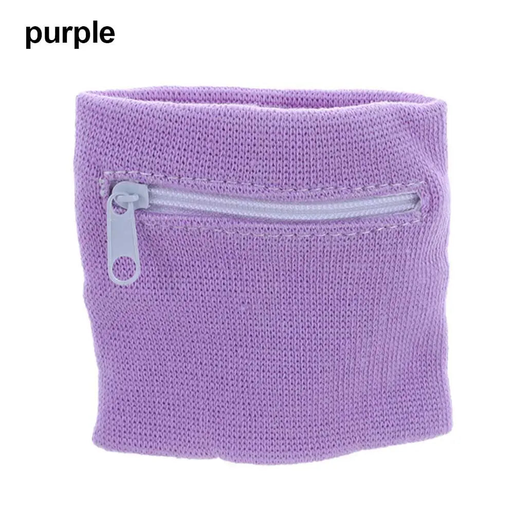 Unisex Colorful Cotton Wrist Band Wrist Protection Purse Bag With Zipper Pocket Sports Wristband For Gym Sports Running Cycling