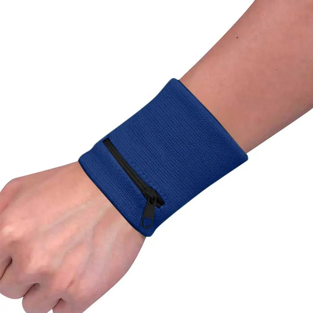 Unisex Colorful Cotton Wrist Band Wrist Protection Purse Bag With Zipper Pocket Sports Wristband For Gym Sports Running Cycling