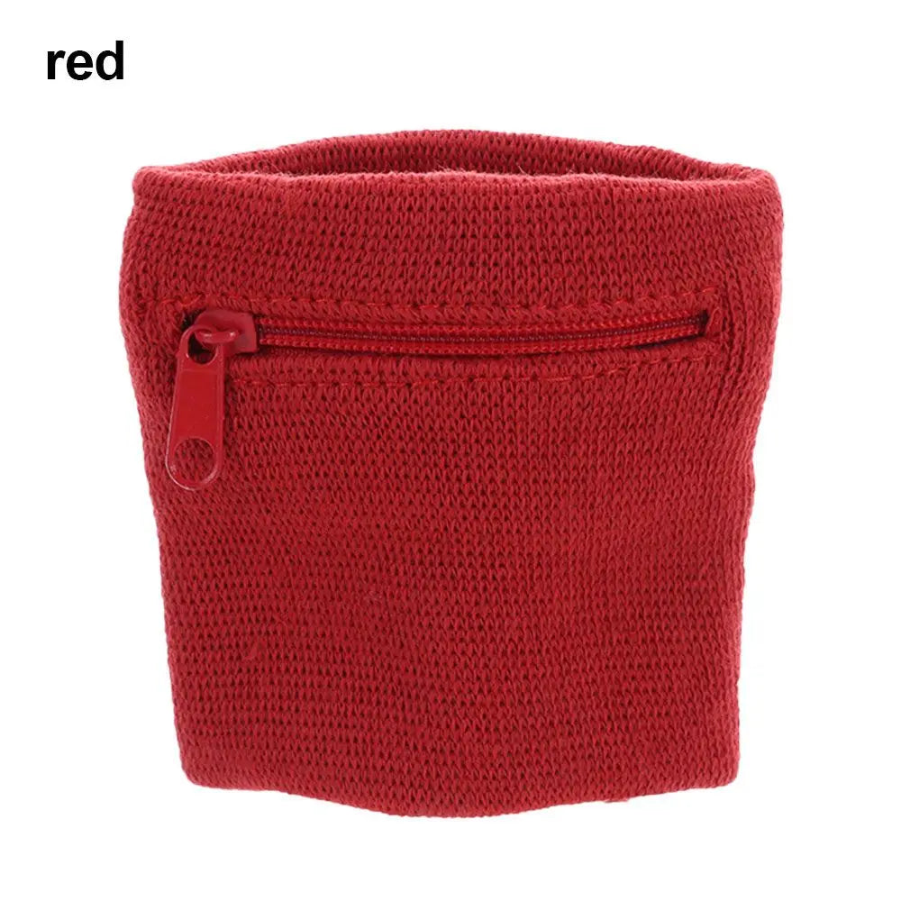 Unisex Colorful Cotton Wrist Band Wrist Protection Purse Bag With Zipper Pocket Sports Wristband For Gym Sports Running Cycling