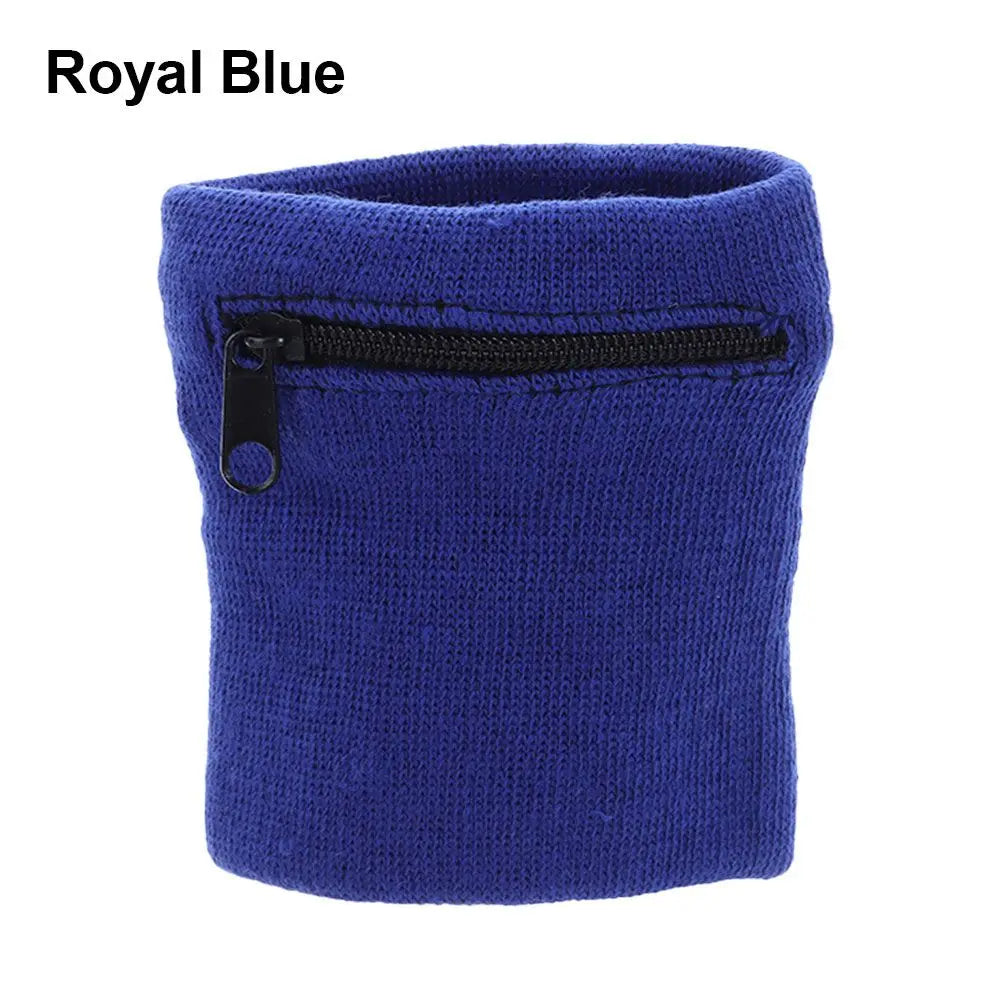 Unisex Colorful Cotton Wrist Band Wrist Protection Purse Bag With Zipper Pocket Sports Wristband For Gym Sports Running Cycling