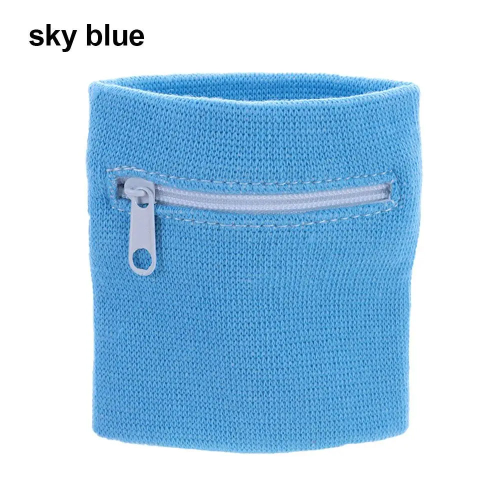 Unisex Colorful Cotton Wrist Band Wrist Protection Purse Bag With Zipper Pocket Sports Wristband For Gym Sports Running Cycling