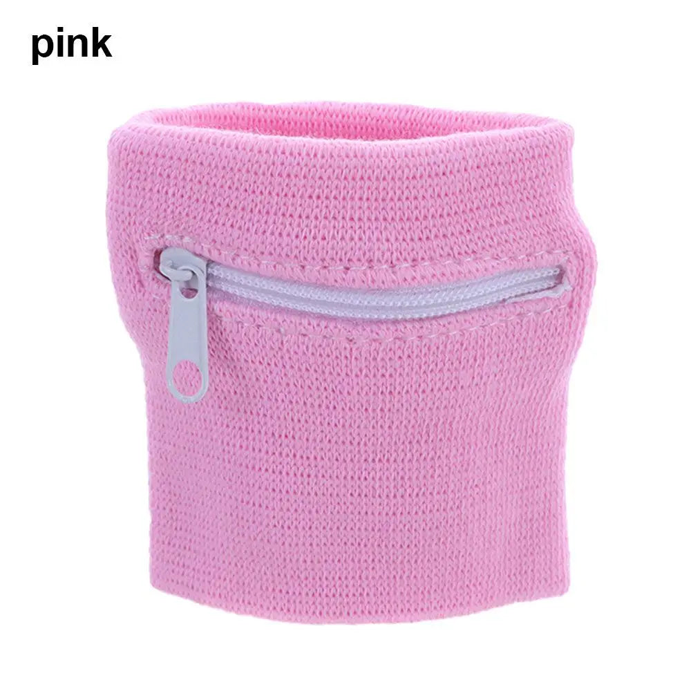 Unisex Colorful Cotton Wrist Band Wrist Protection Purse Bag With Zipper Pocket Sports Wristband For Gym Sports Running Cycling