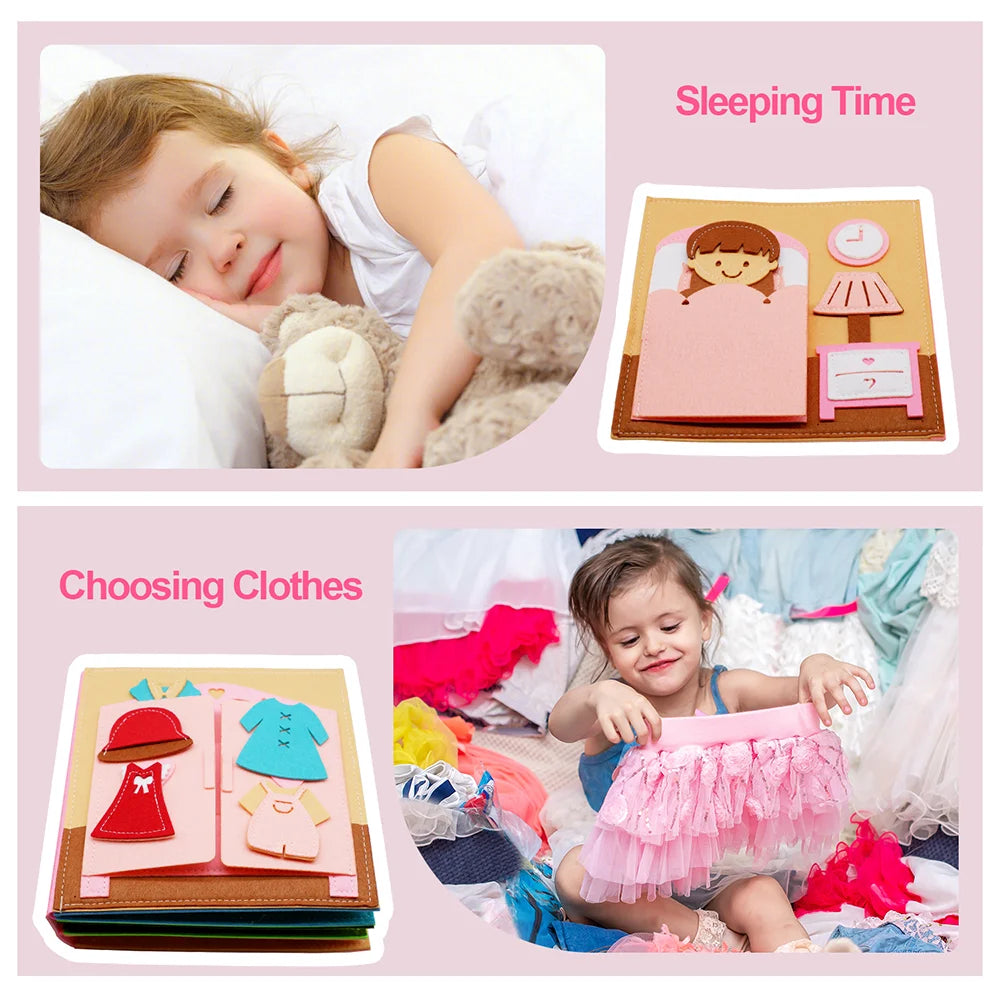 Montessori Busy Book – 3D Felt Activity Book for Toddlers & Preschoolers