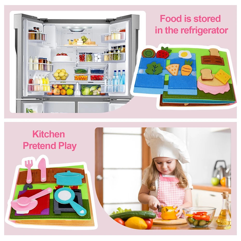 Montessori Busy Book – 3D Felt Activity Book for Toddlers & Preschoolers
