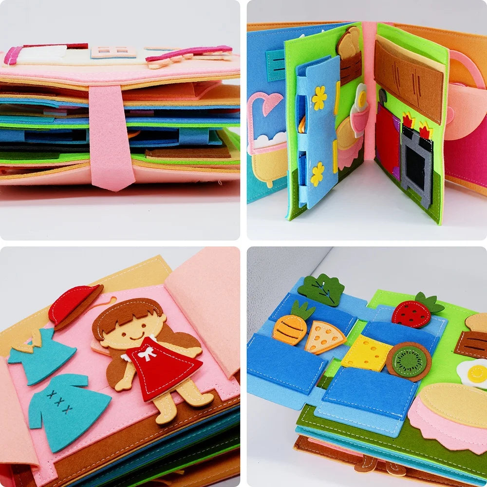 Montessori Busy Book – 3D Felt Activity Book for Toddlers & Preschoolers
