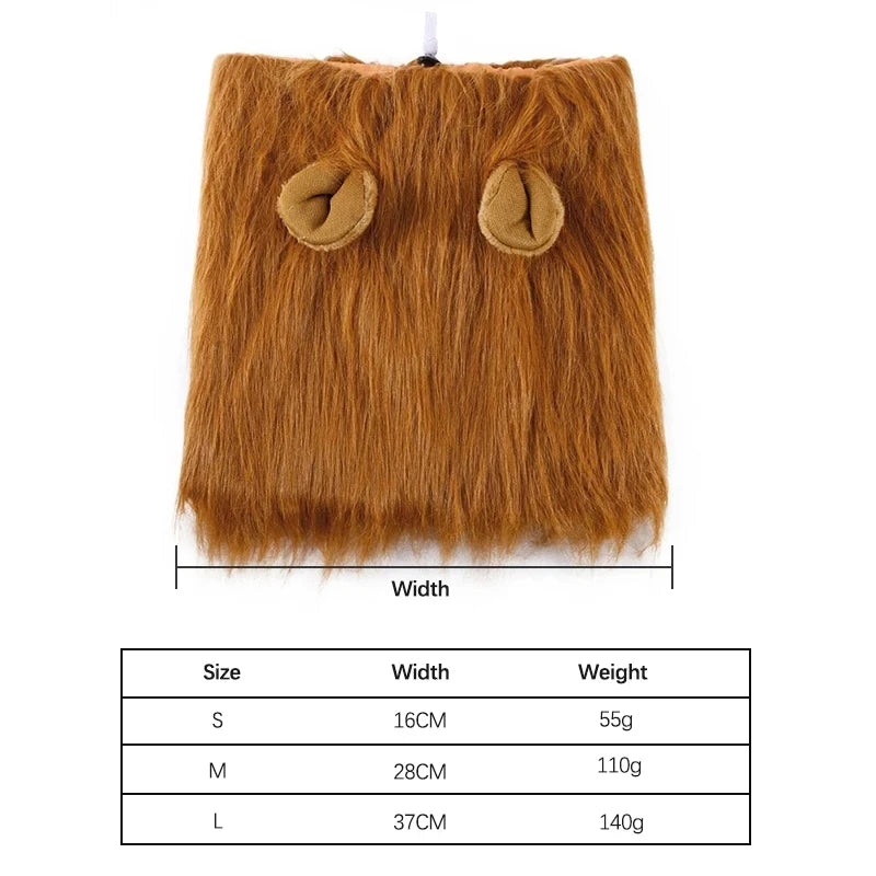Lion Mane Dog Costume – Realistic Wig with Ears