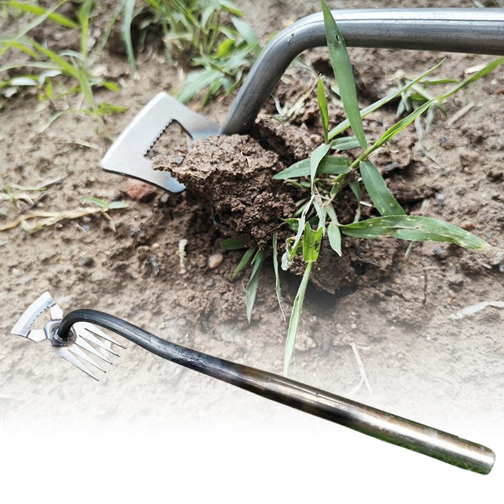 2-in-1 Manganese Steel Hand Weeder Multifunctional Garden Rake Agricultural Weed Puller Shovel Grass Rooting Soil Loosening Tool