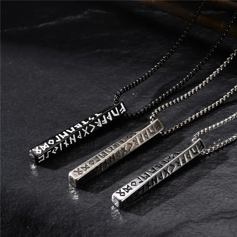 Viking Runes Valknut Necklace – Norse Mobius Pendant for Men & Boys