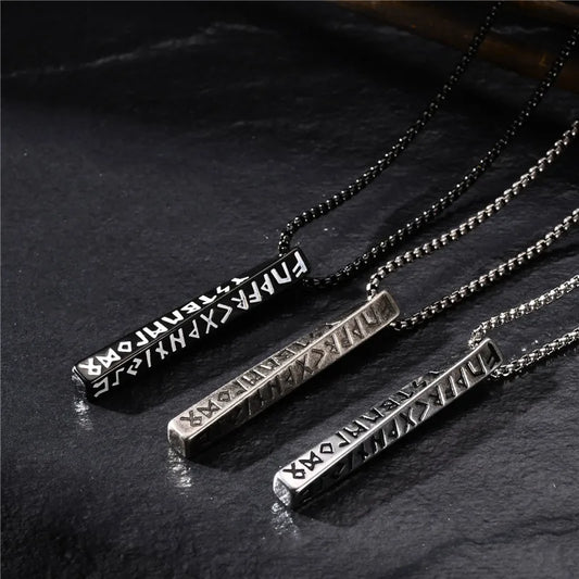 Viking Runes Valknut Necklace – Norse Mobius Pendant for Men & Boys