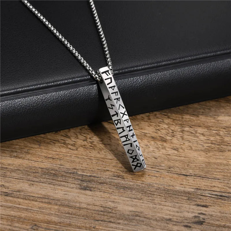 Viking Runes Valknut Necklace – Norse Mobius Pendant for Men & Boys