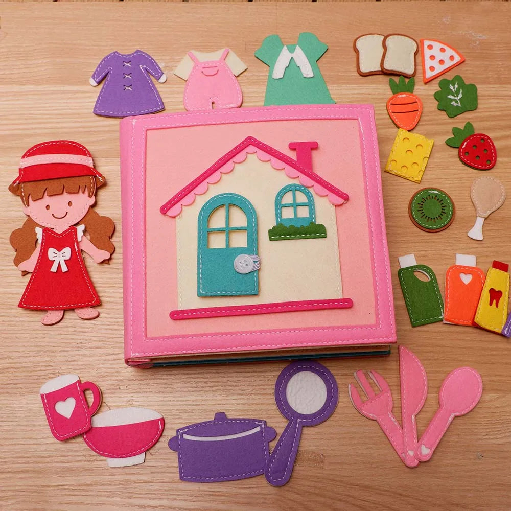 Montessori Quiet Book – Handmade Felt Busy Board for Travel & Learning