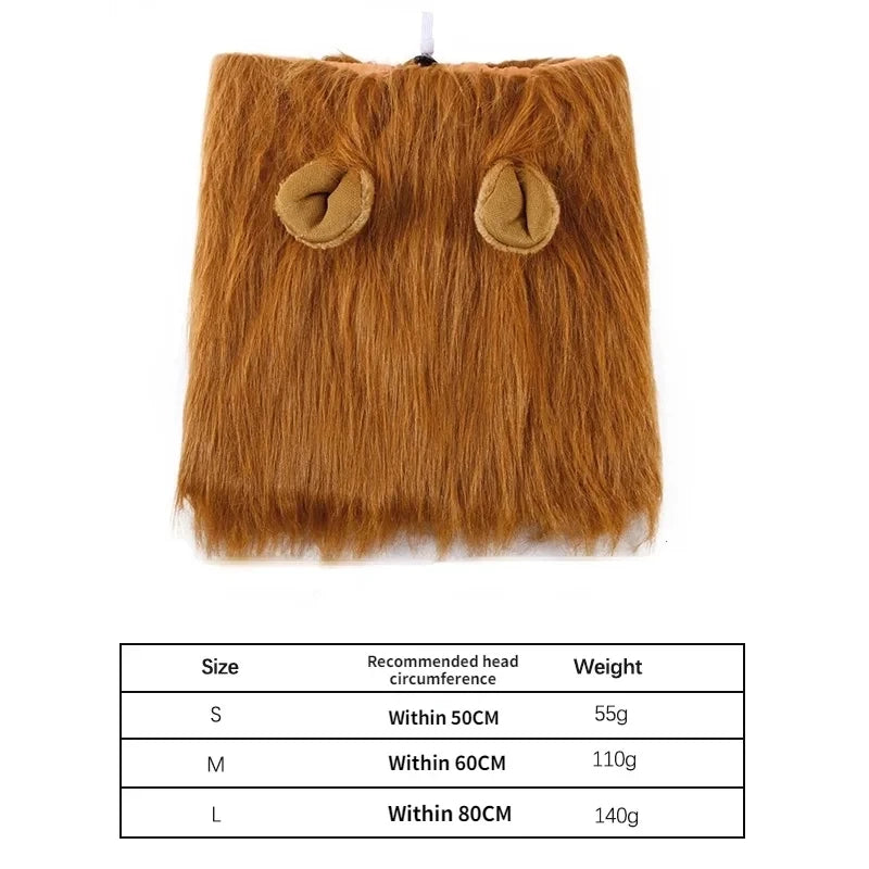 Lion Mane Dog Costume – Realistic Wig with Ears