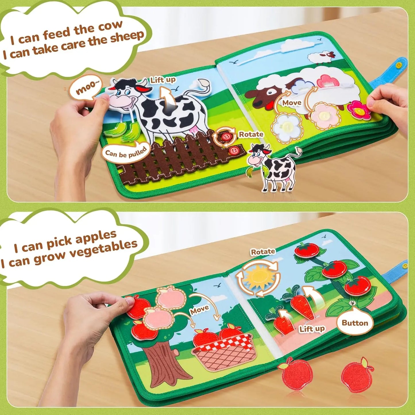 Montessori Busy Book – 3D Felt Activity Book for Toddlers & Preschoolers
