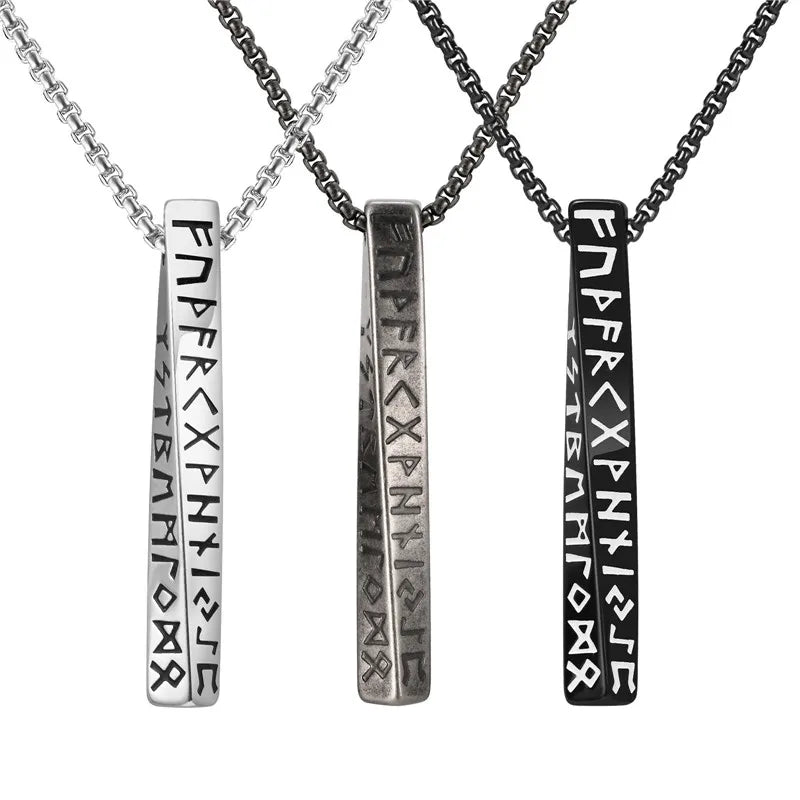 Viking Runes Valknut Necklace – Norse Mobius Pendant for Men & Boys