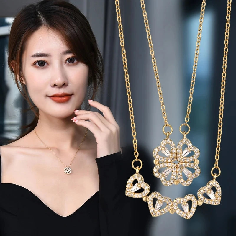 To My Daughter – Four-Leaf Clover Necklace with Eternal Rose Gift Box