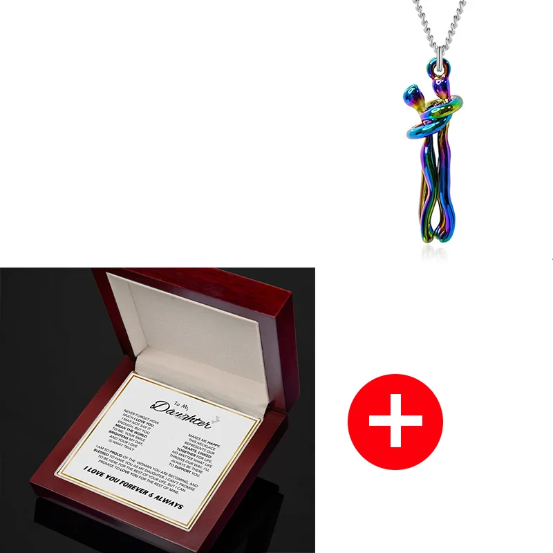 To My Daughter – Personalized Embrace Necklace with Wooden Gift Box