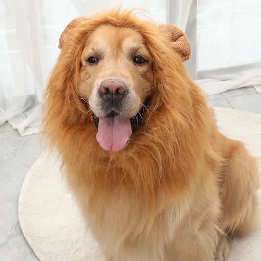 Lion Mane Dog Costume – Realistic Wig with Ears