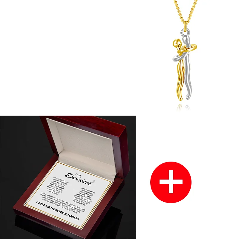 To My Daughter – Personalized Embrace Necklace with Wooden Gift Box