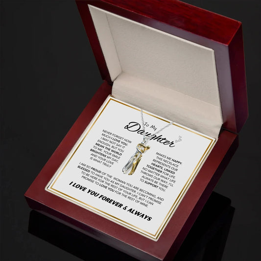 To My Daughter – Personalized Embrace Necklace with Wooden Gift Box