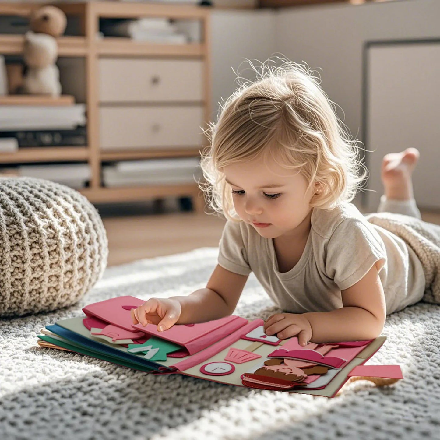 Montessori Quiet Book – Handmade Felt Busy Board for Travel & Learning