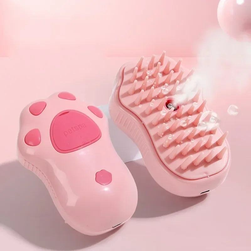3-in-1 Steam Cat Brush – Grooming, Massage & Hair Removal