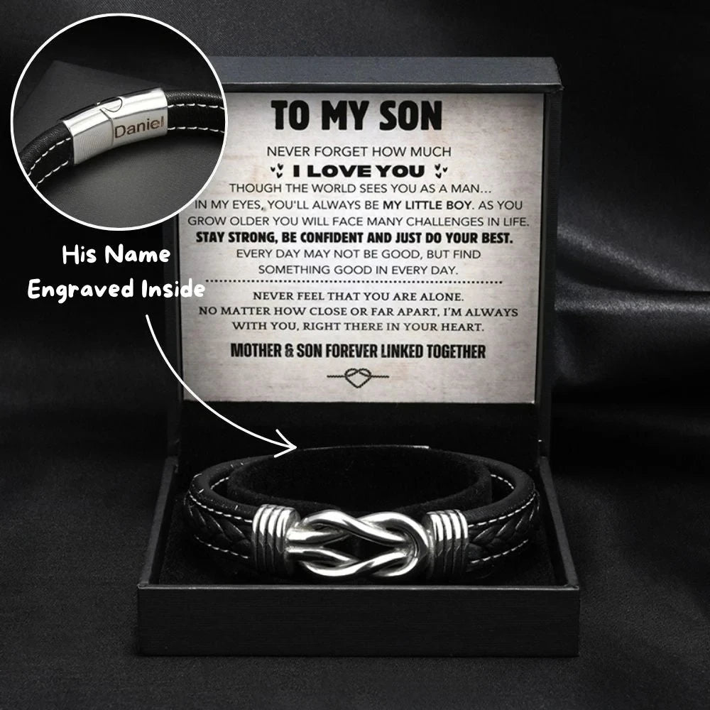 To My Son – Forever Linked Woven Leather Bracelet