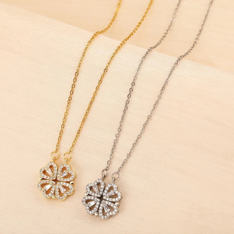To My Daughter – Four-Leaf Clover Necklace with Wooden Flap Box