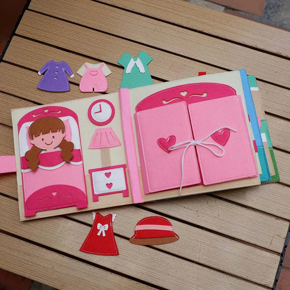 Montessori Quiet Book – Handmade Felt Busy Board for Travel & Learning