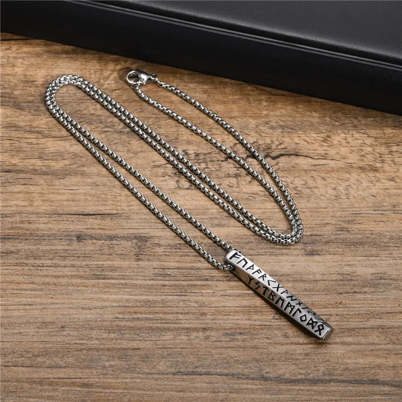 Viking Runes Valknut Necklace – Norse Mobius Pendant for Men & Boys