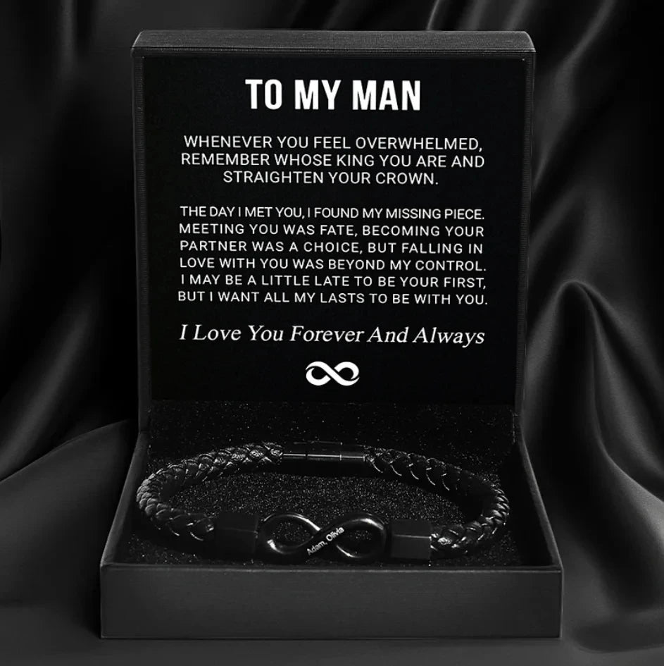 To My Son – Forever Linked Woven Leather Bracelet