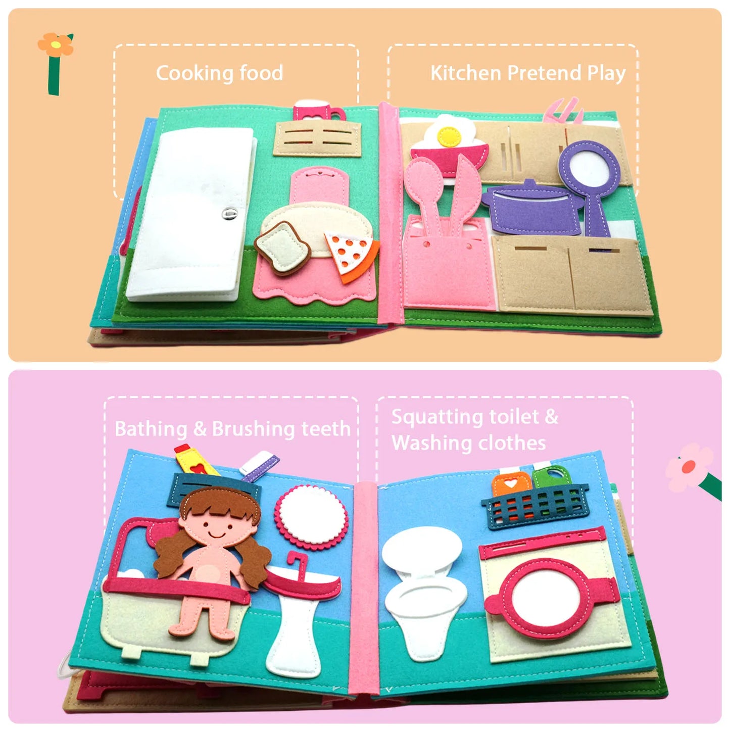 Montessori Quiet Book – Handmade Felt Busy Board for Travel & Learning