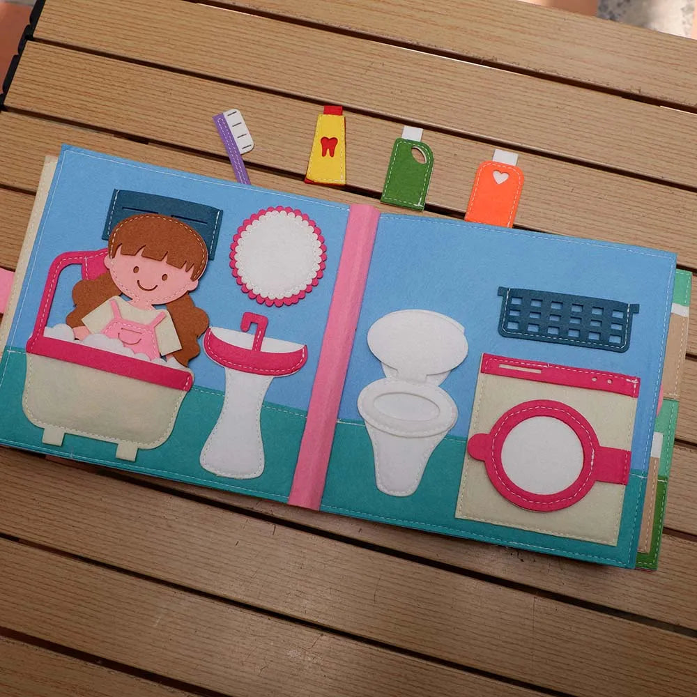 Montessori Quiet Book – Handmade Felt Busy Board for Travel & Learning